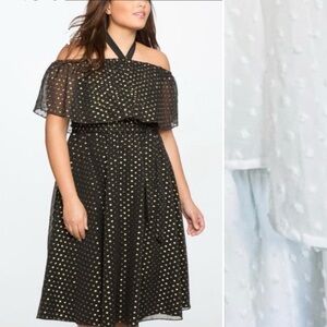 NWT Eloquii White Swiss Dot Halter Style Ruffle Mini Dress, 18